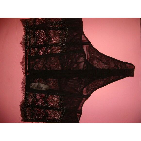 Victoria's Secret Designer Collection 36B,36D BRA SET M thong Black Gold lace - Picture 4 of 6